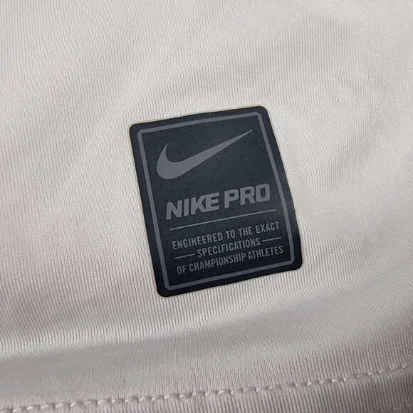 Nike Pro Dri Fit Long Sleeve Compression Shirt Medium White Athletic Gym Workout - Picture 7 of 8